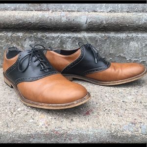 Brave Gentleman Black Tan Saddle Shoes 8 8.5 Vegan